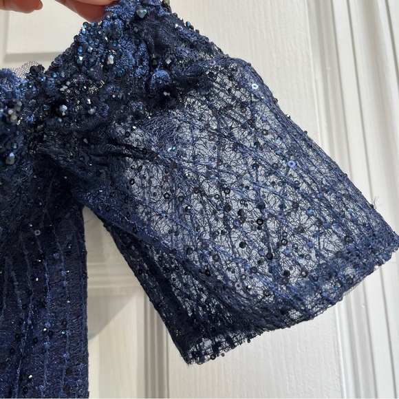 [rina dimontella] formal sweetheart embellished column gown blue - Picture 10 of 16